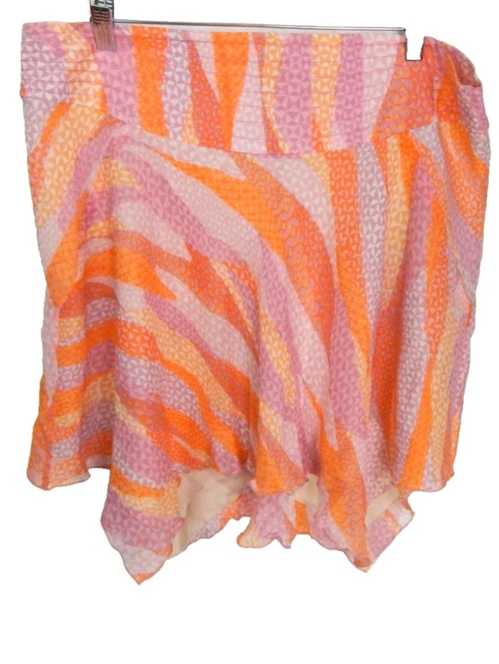 Bebe Vintage Y2K Low Rise Handkerchief Hem Colorful Silk Skirt